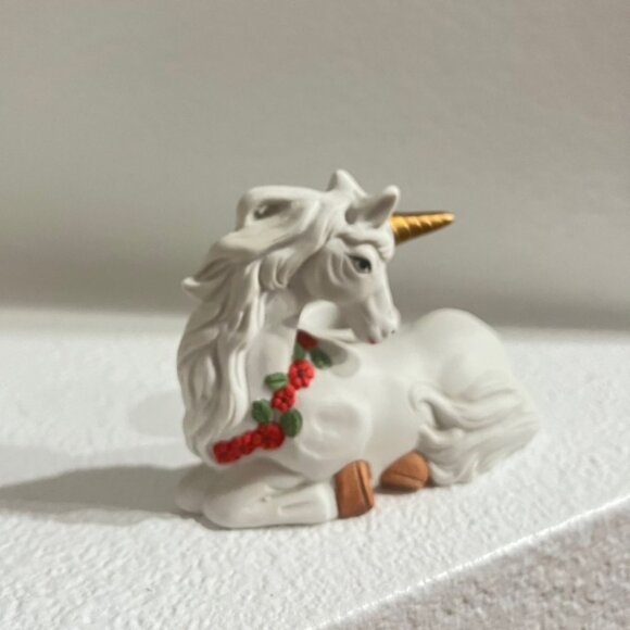 Set Of Two Hand Painted Christmas Unicorn Votive Candle Holder Holiday Trinkets - Picture 2 of 10